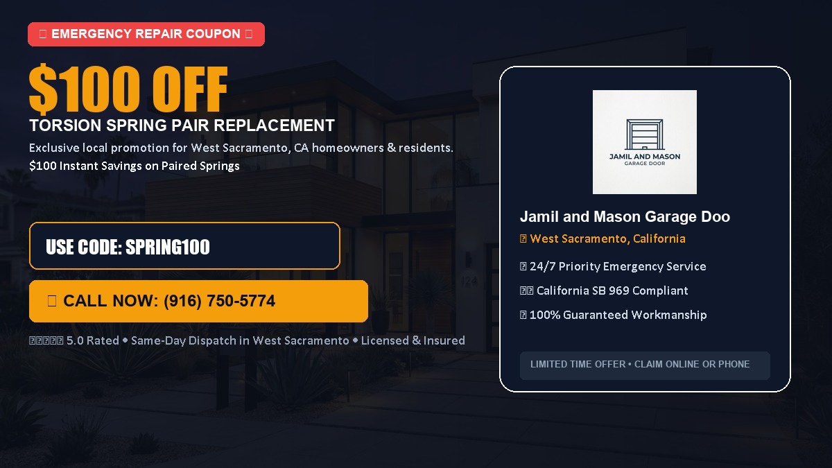 $100 OFF Heavy-Duty Torsion Spring Pair Replacement in West Sacramento, CA